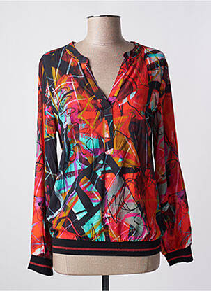 Blouse tissage popeline manches longues orange DOLCEZZA femme