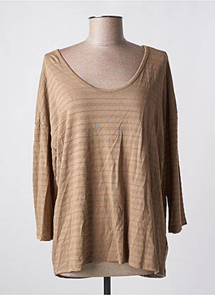 T-shirt manches 3/4 manches 3/4 marron TOM TAILOR femme
