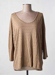 T-shirt coupe droite manches 3/4 marron TOM TAILOR femme