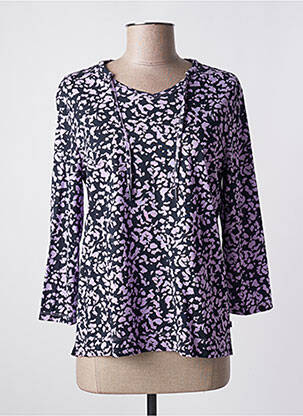 T-shirt col v manches 3/4 violet CECIL femme