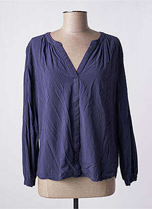 Blouse tissage popeline manches 3/4 bleu TOM TAILOR femme