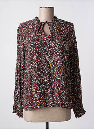 Blouse tissage popeline manches longues marron SURKANA femme