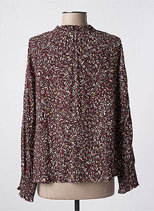 Blouse tissage popeline manches longues marron SURKANA femme