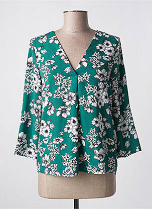 Blouse tissage popeline manches 3/4 vert TIFFOSI femme
