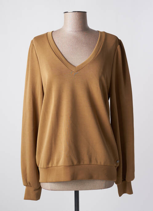Sweat-shirt stretch manches longues marron GARCIA femme