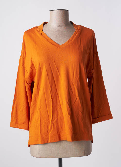 T-shirt coupe droite manches 3/4 orange TOM TAILOR femme