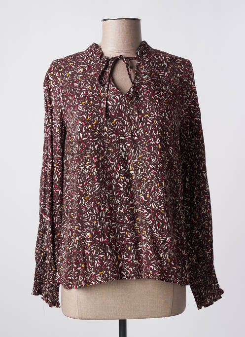 Blouse manches longues manches longues marron SURKANA femme