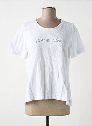 T-shirt sérigraphie avec strass manches courtes blanc GRIFFON femme