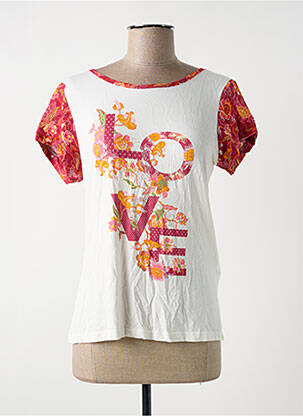 T-shirt imprimé fantaisie manches courtes beige SMASH WEAR femme