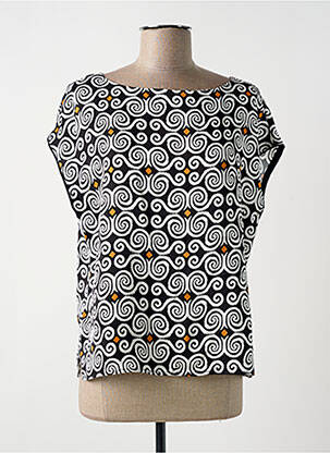 Top coupe fluide manches courtes noir SURKANA femme
