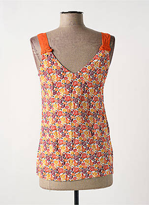 Top col v sans manche orange COTON DU MONDE femme