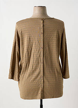 T-shirt stretch manches 3/4 marron TOM TAILOR femme