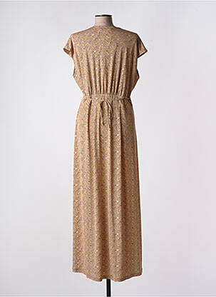 Robe longue imprimé fantaisie manches courtes orange ANDAM femme