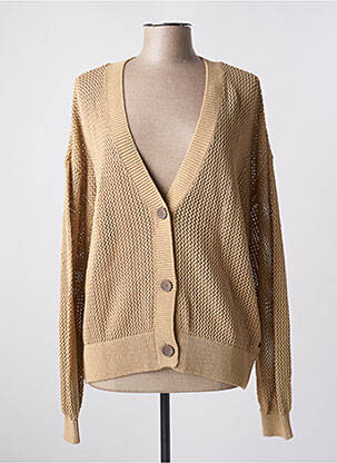 Gilet manches longues resserrée sur le bas beige GARCIA femme