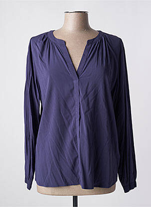 Blouse tissage popeline manches longues bleu TOM TAILOR femme