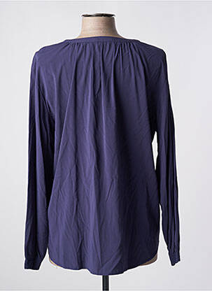 Blouse tissage popeline manches longues bleu TOM TAILOR femme