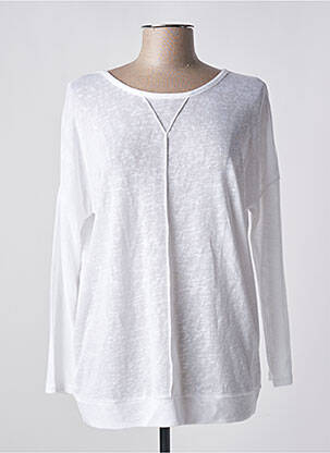 Pull tissage chiné manches longues blanc MARBLE femme