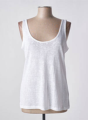 Pull col rond sans manche blanc MARBLE femme