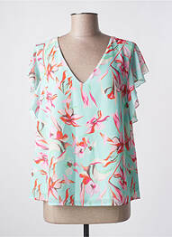 Blouse légère et transparente manches courtes vert GAUDI femme