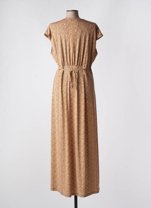 Robe longue imprimé fantaisie manches courtes orange ANDAM femme