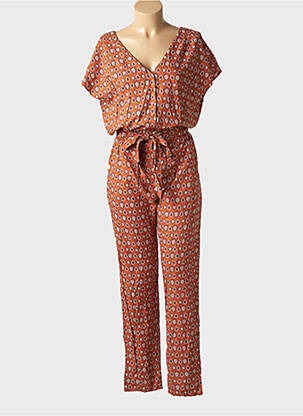 Combi-pantalon fermeture boutonnée sur le devant manches courtes marron COTON DU MONDE femme