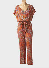 Combi-pantalon poches manches courtes marron COTON DU MONDE femme