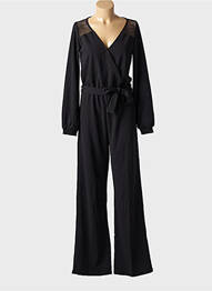 Combi-pantalon tissage crêpe manches longues noir GARCIA femme
