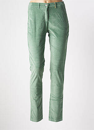 Pantalon chino fermeture zippée sous rabat boutonné taille normale vert COUTURIST femme