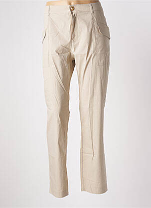 Pantalon droit stretch taille haute beige EVA KAYAN femme