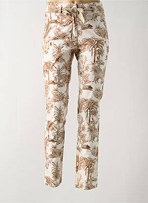 Pantalon slim tissage popeline taille normale beige ANDAM femme