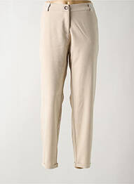 Pantalon chino fermeture zippée sous rabat boutonné taille haute beige EVA KAYAN femme