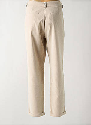 Pantalon chino fermeture zippée sous rabat boutonné taille haute beige EVA KAYAN femme