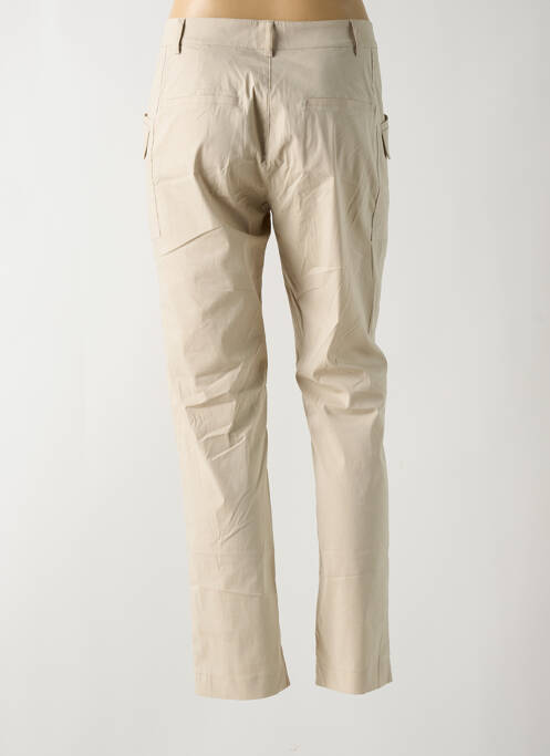 Pantalon slim tissage popeline taille haute beige EVA KAYAN femme