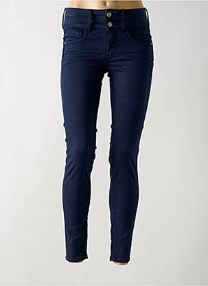 Pantalon slim tissage popeline taille haute bleu TIFFOSI femme