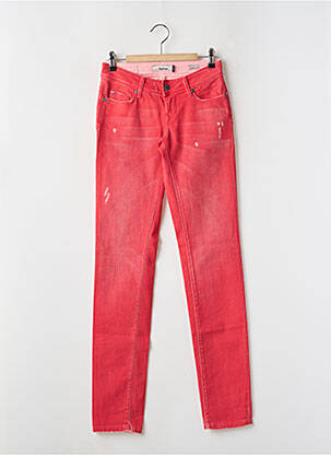 Jeans coupe slim effet usé délavé taille basse rouge SALSA femme