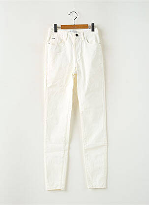 Pantalon slim tissage enduit taille haute blanc TIFFOSI femme