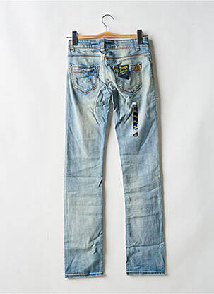 Jeans coupe slim effet usé délavé taille basse bleu KILLAH femme