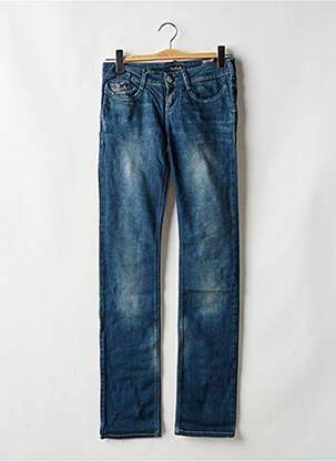 Jeans coupe droite effet usé délavé taille basse bleu KILLAH femme