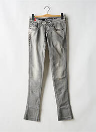 Jeans coupe slim broderie rivets taille basse gris MISS SIXTY femme