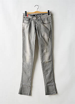 Jeans coupe slim broderie rivets taille basse gris MISS SIXTY femme