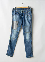 Jeans coupe slim effet usé délavé taille basse bleu KILLAH femme