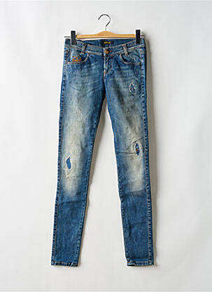 Jeans coupe slim effet usé délavé taille basse bleu KILLAH femme