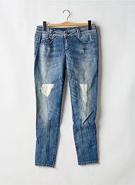 Jeans coupe slim effet usé délavé taille basse bleu KILLAH femme