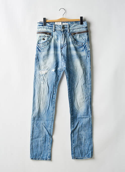 Jeans coupe slim effet usé délavé taille normale bleu ENERGIE femme