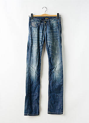 Jeans coupe droite effet usé délavé taille basse bleu KILLAH femme