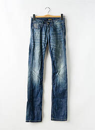 Jeans coupe droite effet usé délavé taille basse bleu KILLAH femme