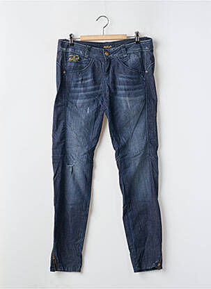 Jeans coupe slim effet usé délavé taille basse bleu KILLAH femme