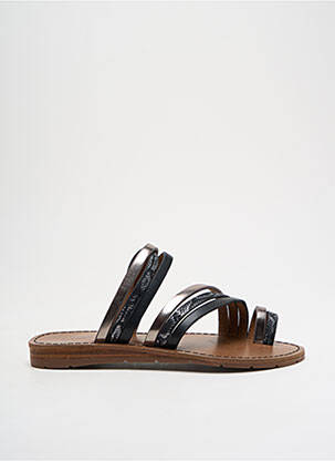 Tongs matière lisse talon plat jusqu'à 3cm noir CHATTAWAK femme