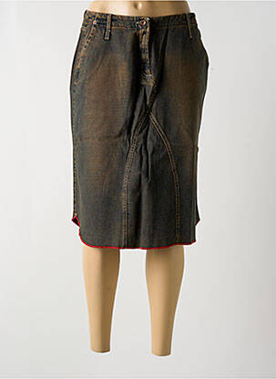 Jupe mi-longue coupe droite marron TEDDY SMITH femme