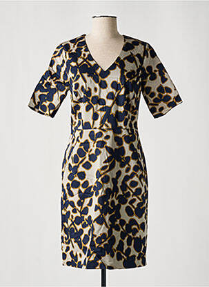 Robe mi-longue fermeture zippée au dos manches courtes bleu SANDWICH femme